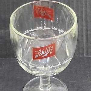 Schlitz 1970 Thumbprint Beer Goblet Schooner 16 Ounce Stemmed Retro Beer